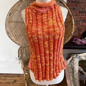 Free People Orange Sweater with open back size small
